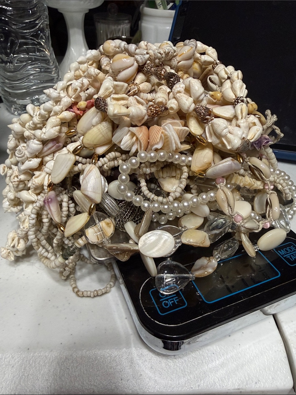 Natural Shell and Bead Multi-Strand Necklace - Cream - Picture 2 of 3